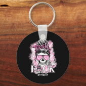 Brustkrebs-Bewusstsein Schädel F Krebs rosa Rib Schlüsselanhänger (Vorderseite)