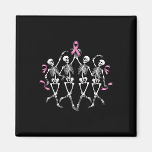 Brustkrebs-Bewusstsein Skelett Tanzen Pink Ribb Magnet