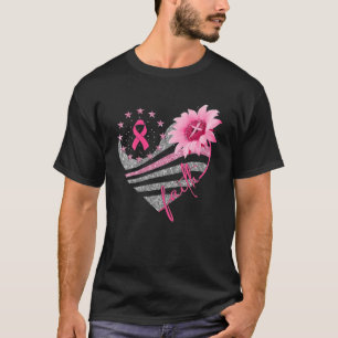 Brustkrebs-Bewusstsein Sonnenblume Glaube Bling Bl T-Shirt