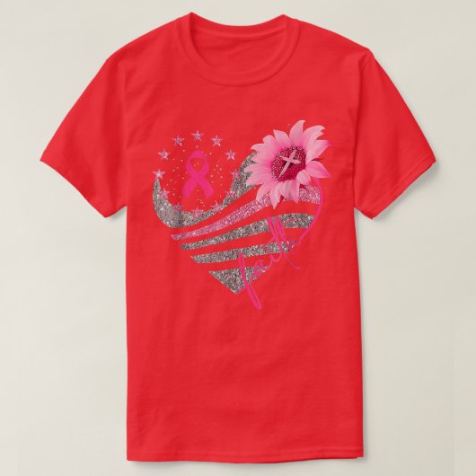Brustkrebs-Bewusstsein Sonnenblume Glaube Bling Bl T-Shirt (Design vorne)