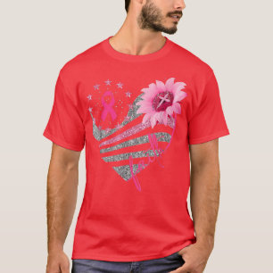Brustkrebs-Bewusstsein Sonnenblume Glaube Bling Bl T-Shirt