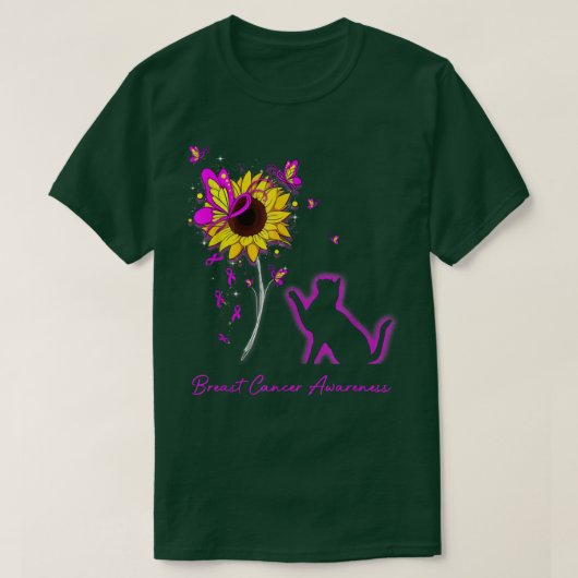Brustkrebs-Bewusstsein SonnenblumeSchmetterlingska T-Shirt (Design vorne)