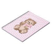 Brustkrebs-Bewusstsein Spirale Notebook Teddy Bär Notizblock (Linke Seite)