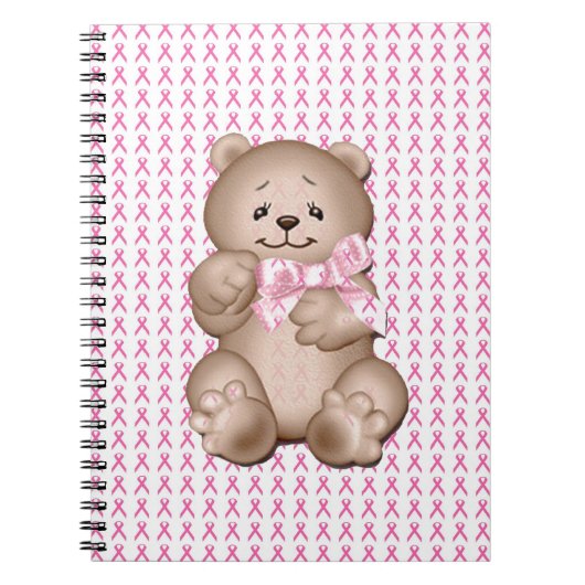 Brustkrebs-Bewusstsein Spirale Notebook Teddy Bär Notizblock (Vorderseite)
