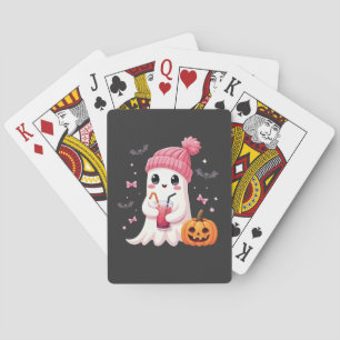 Brustkrebs-Bewusstsein Spooky Ghost Halloween Spielkarten