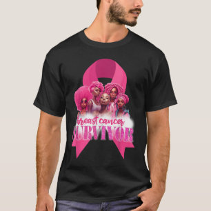 Brustkrebs-Bewusstsein Überlebende Schwarze Frauen T-Shirt