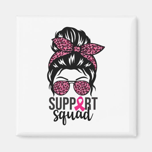 Brustkrebs-Bewusstsein Unterstützung-squad Messy B Magnet (Vorne)