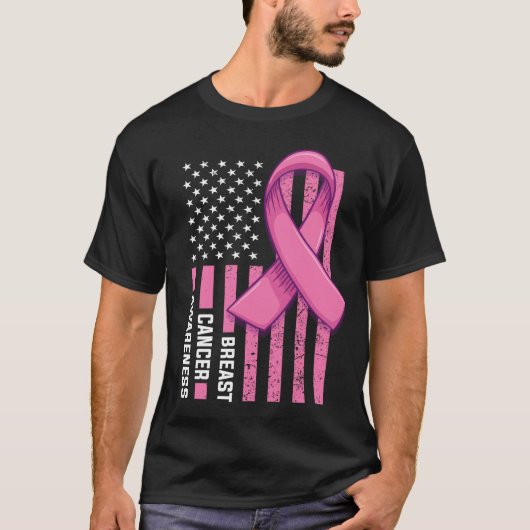 Brustkrebs Bewusstsein USA Flagge Rosa Shirt, Brus T-Shirt (Vorderseite)