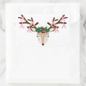 Brustkrebs-Bewusstsein Weihnachtskleber Reindee Rechteckiger Aufkleber (Tasche)