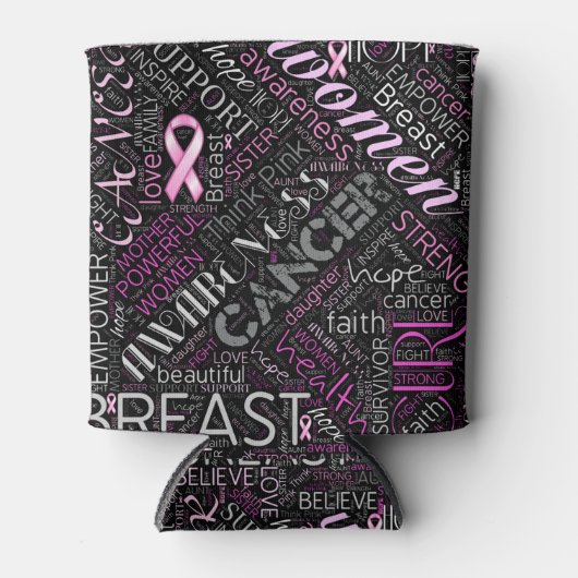 Brustkrebs-Bewusstsein Word Cloud-ID261 Dosenkühler (Vorderseite)