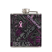 Brustkrebs-Bewusstsein Word Cloud-ID261 Flachmann (Rückseite)