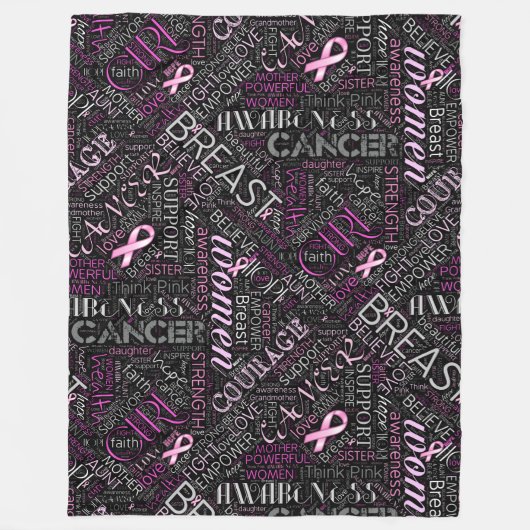 Brustkrebs-Bewusstsein Word Cloud-ID261 Fleecedecke (Vorderseite)