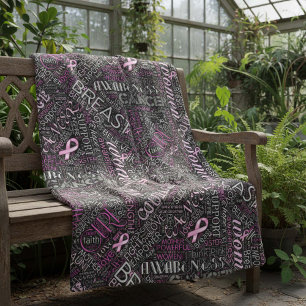 Brustkrebs-Bewusstsein Word Cloud-ID261 Fleecedecke