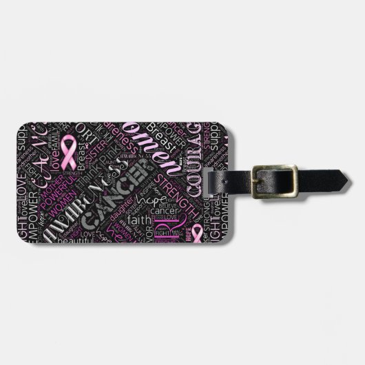 Brustkrebs-Bewusstsein Word Cloud-ID261 Gepäckanhänger (Vorderseite horizontal)
