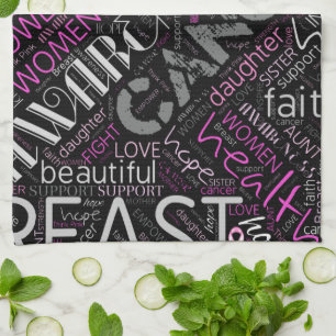 Brustkrebs-Bewusstsein Word Cloud-ID261 Geschirrtuch