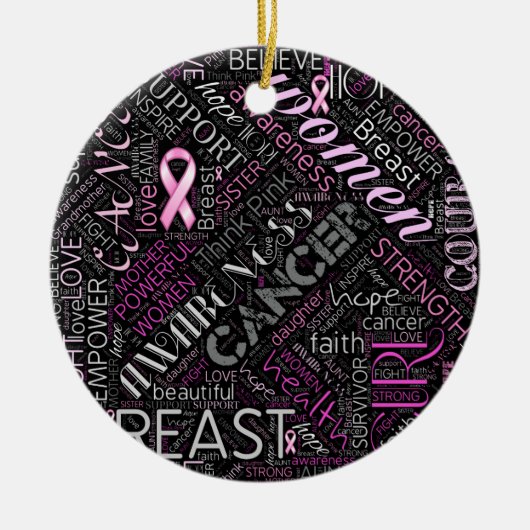 Brustkrebs-Bewusstsein Word Cloud-ID261 Keramik Ornament (Vorne)