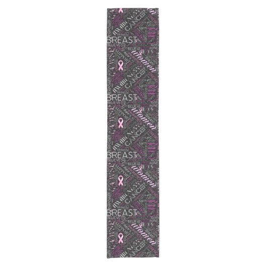 Brustkrebs-Bewusstsein Word Cloud-ID261 Kurzer Tischläufer (Vorderseite)