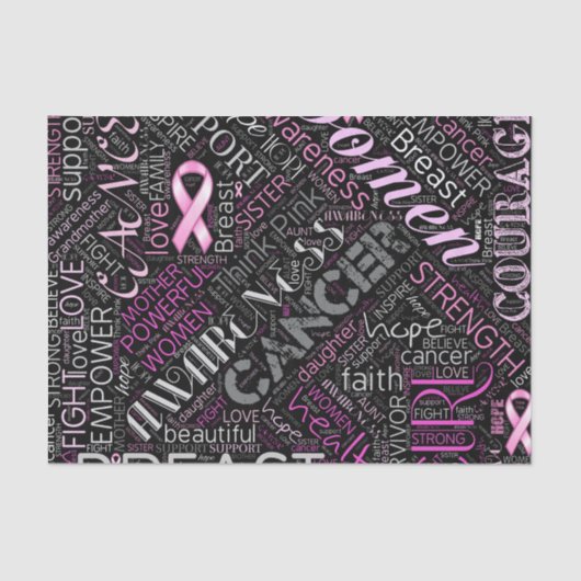 Brustkrebs-Bewusstsein Word Cloud-ID261 Seidenpapier (Vorderseite)