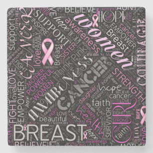 Brustkrebs-Bewusstsein Word Cloud-ID261 Steinuntersetzer