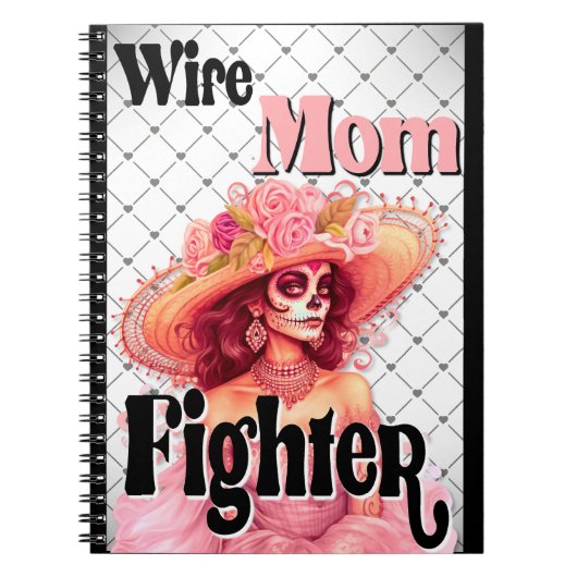 Brustkrebs Bewusstsein Zucker Schädel Notizblock (Vorderseite)