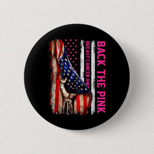 Brustkrebs-Bewusstsein zurück an der rosa amerikan Button