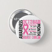 Brustkrebs-Bewusstseins-Monats-Herz 1,5 Button (Vorne & Hinten)