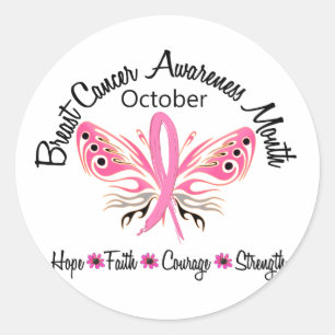 Brustkrebs-Bewusstseins-Monats-Schmetterling 3,2 Runder Aufkleber