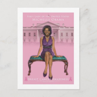 BRUSTKREBS-BEWUSSTSEINS-POSTKARTE MICHELLE OBAMA POSTKARTE
