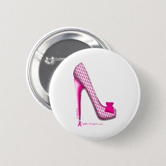 Brustkrebs-Bewusstseins-Rosa-Band-Ferse Button (Vorne & Hinten)