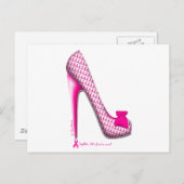 Brustkrebs-Bewusstseins-Rosa-Band-Ferse Postkarte (Vorne/Hinten)