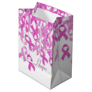 Brustkrebs-Bewusstseins-Rosa-Samt-Band-Tasche 2 Mittlere Geschenktüte
