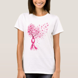 Brustkrebs-Bewusstseins-Schleifen-Baum-Herzblüte T-Shirt