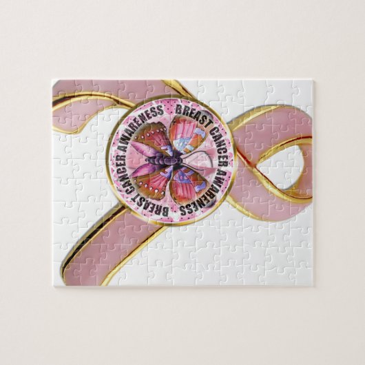 Brustkrebs-Bewusstseins-Schmetterling Puzzle (Horizontal)