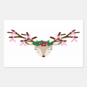 Brustkrebs-Bewusstseins-Weihnachtsaufkleber Rechteckiger Aufkleber