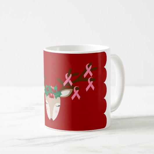 Brustkrebs-Bewusstseins-WeihnachtsTasse Kaffeetasse (VorderseiteRechts)
