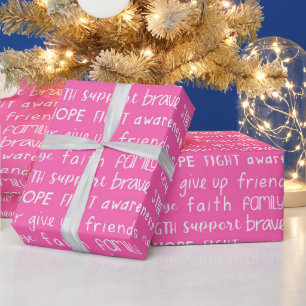 Brustkrebs-Bewusstseins-Wortmuster Geschenkpapier