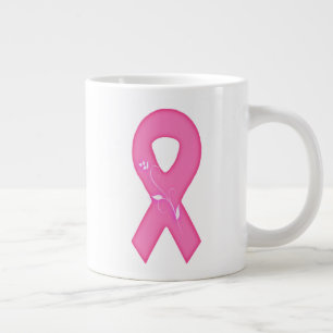 Brustkrebs-Bewusstseinsband mit Blume Jumbo-Tasse