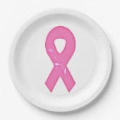 Brustkrebs-Bewusstseinsband mit Blume Pappteller (Vorderseite)