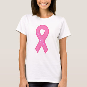 Brustkrebs-Bewusstseinsband mit Blume T-Shirt