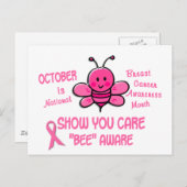 Brustkrebs-Bewusstseinsmonat Bee 1.1 Postkarte (Vorne/Hinten)
