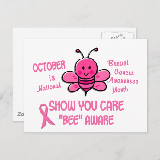 Brustkrebs-Bewusstseinsmonat Bee 1.1 Postkarte (Vorne/Hinten)