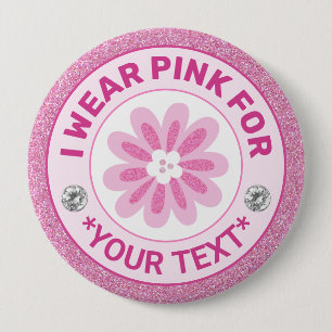 Brustkrebs-Bewusstseinsschleife Ich trage Rosa für Button