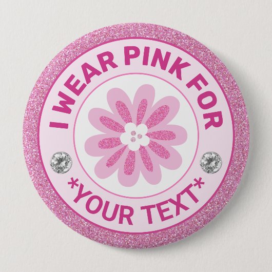 Brustkrebs-Bewusstseinsschleife Ich trage Rosa für Button (Vorderseite)
