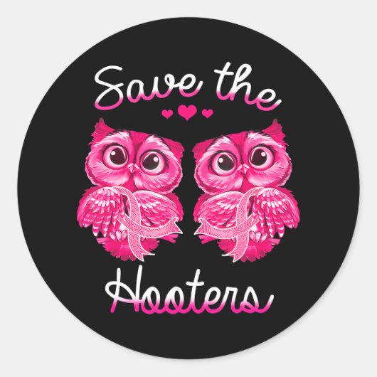 Brustkrebs-Bewusstseinsschüssel Rettete die Hooter Runder Aufkleber (Vorderseite)