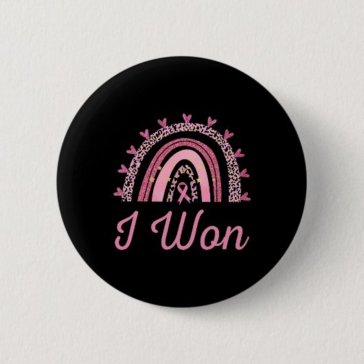 Brustkrebs-Bewusstseinsüberlebnis I Won Leopard Bu Button (Vorderseite)