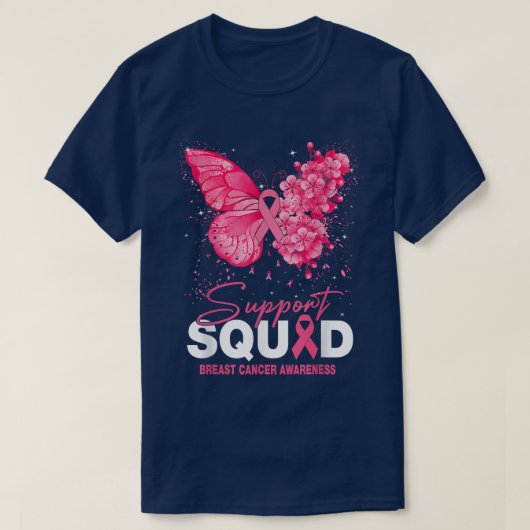 Brustkrebs-Bewusstseinsunterstützung Squad Butterf T-Shirt (Design vorne)