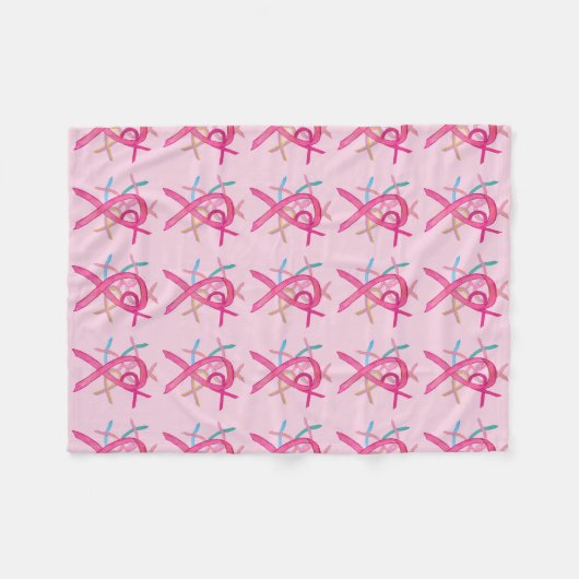 Brustkrebs Bewusstseinswüste Ribbons Fleece Blanke (Vorderseite (Horizontal))