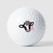 Brustkrebs Blumenrosa Heifer Kuh Golf Ball (Vorderseite)