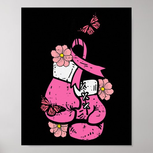 Brustkrebs Boxing Handschuh Rosa Band Bewusstsein  Poster (Vorne)