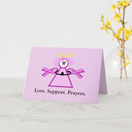 Brustkrebs, der rosa Band-Engels-Karte betet Karte (Gelbe Blume)